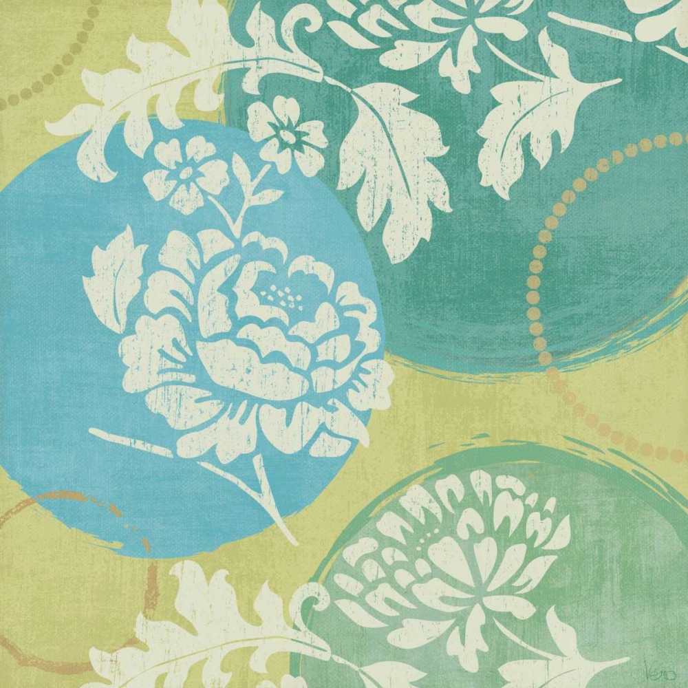 Wall Art Painting id:18671, Name: Floral Decal Turquoise I, Artist: Charron, Veronique