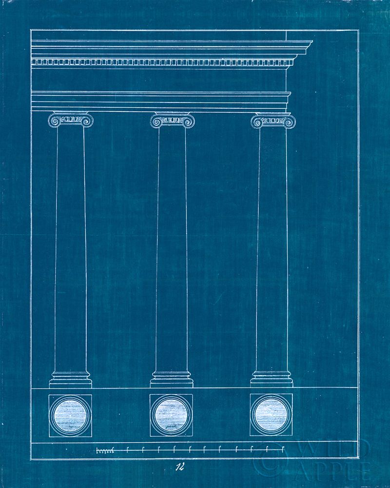 Wall Art Painting id:353604, Name: Architectural Columns III Blueprint, Artist: Wild Apple Portfolio