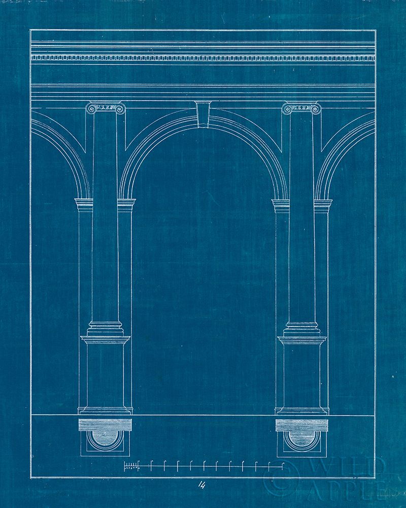 Wall Art Painting id:353603, Name: Architectural Columns IV Blueprint, Artist: Wild Apple Portfolio