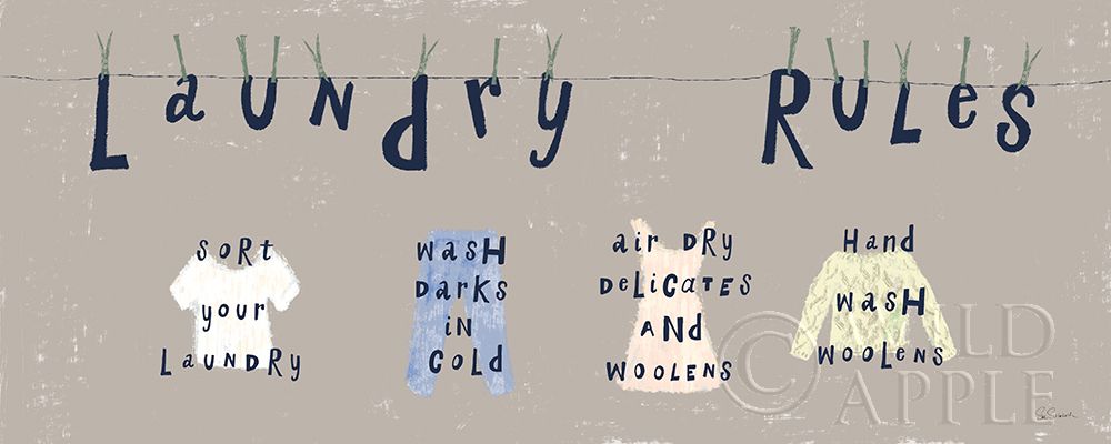 Art Print: Laundry Rules I Gray