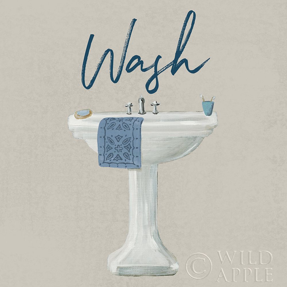 Art Print: Cottage Bath I Gray