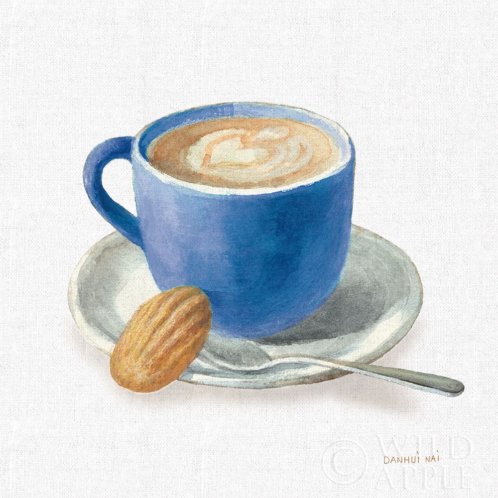 Art Print: Wake Up Coffee I Linen Classic Blue