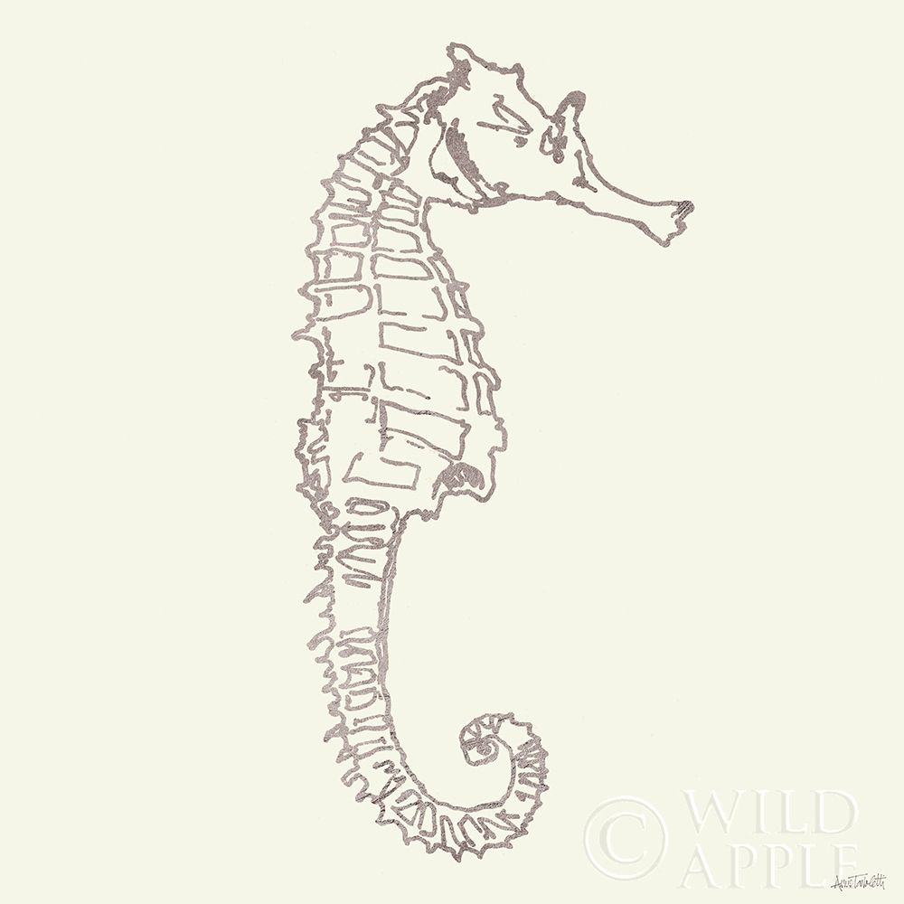 Art Print: Coastal Breeze Shell Sketches II Silver