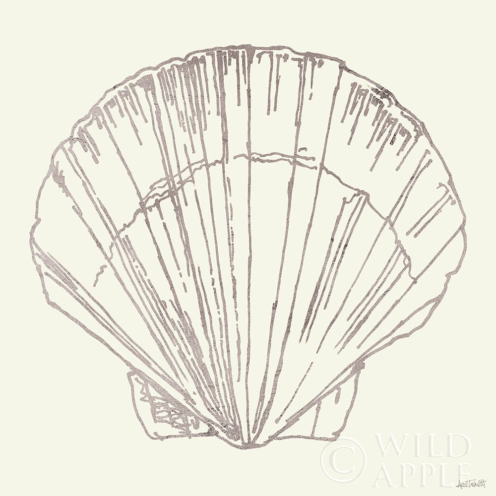 Art Print: Coastal Breeze Shell Sketches V Silver