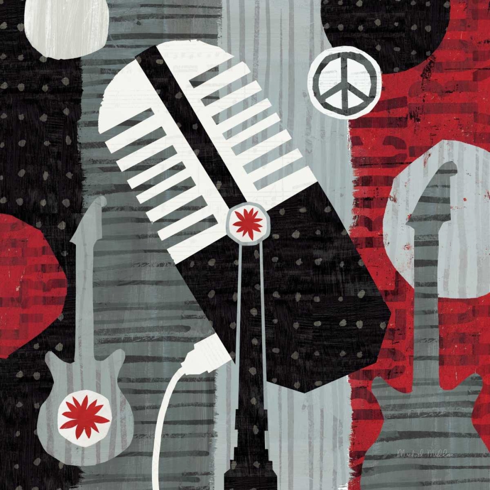 Wall art: Rock N Roll Mic, by Mullan, Michael