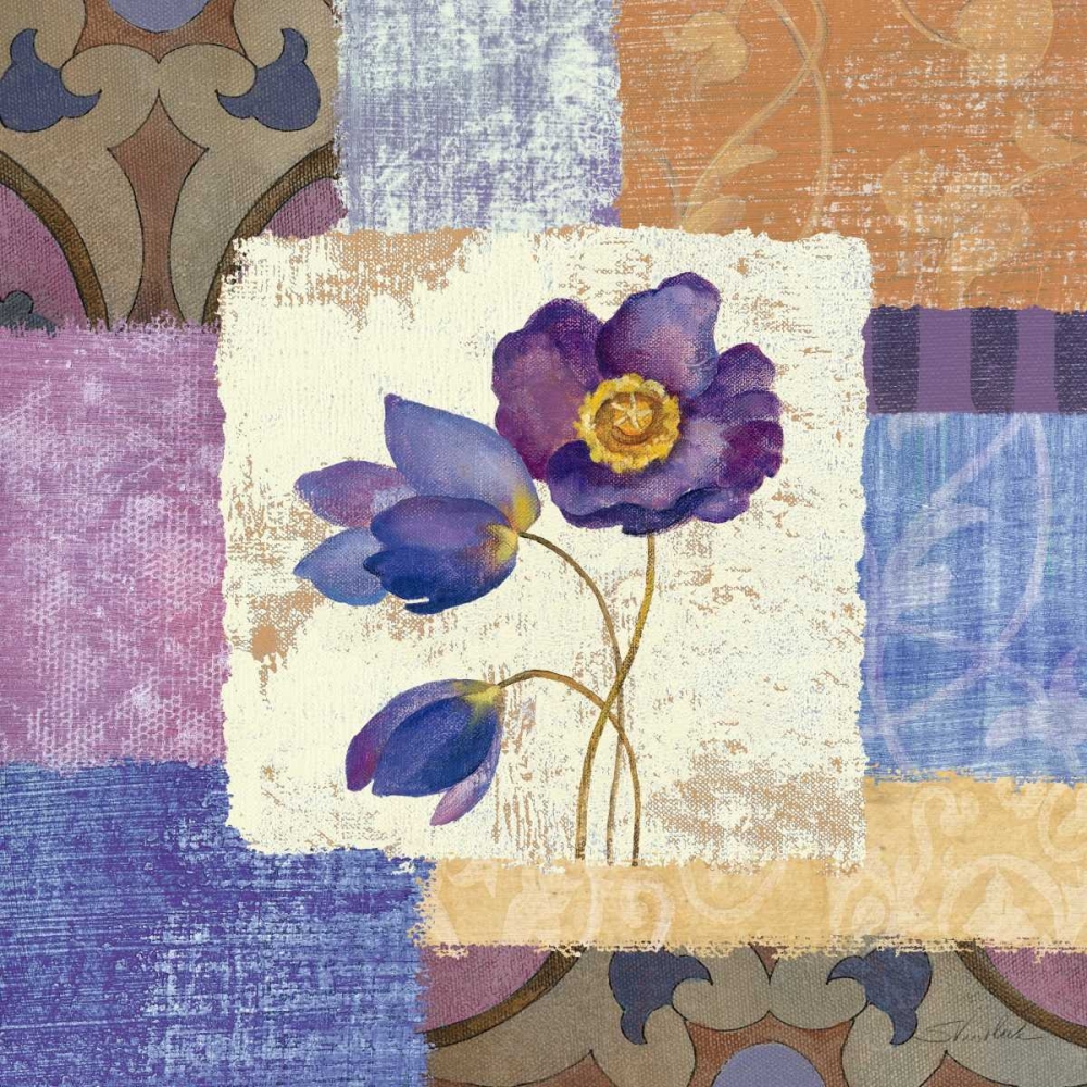 Wall Art Painting id:17919, Name: Tiled Poppies I - Purple, Artist: Vassileva, Silvia