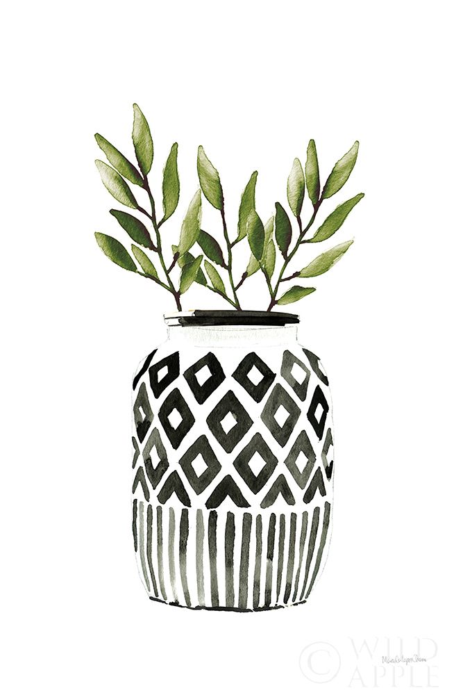 Art Print: Geometric Vases II Green
