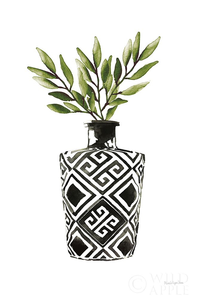 Art Print: Geometric Vases III Green