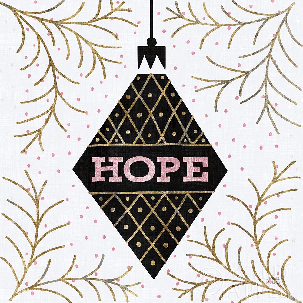 Art Print: Jolly Holiday Ornaments Hope Metallic