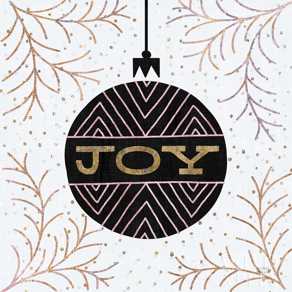 Art Print: Jolly Holiday Ornaments Joy Metallic