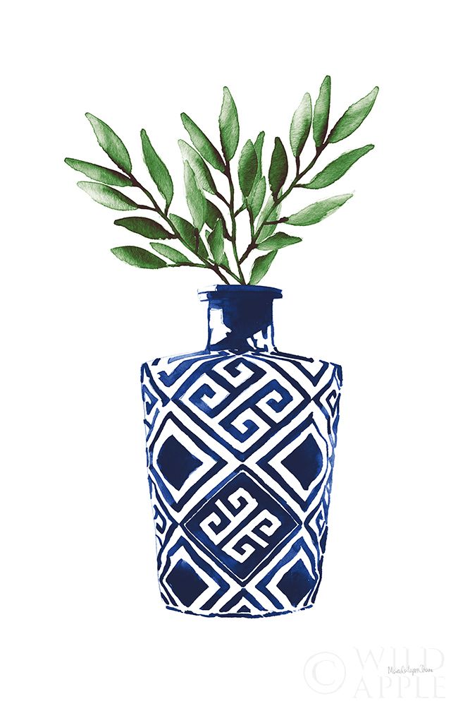 Art Print: Cobalt Geometric Vases III