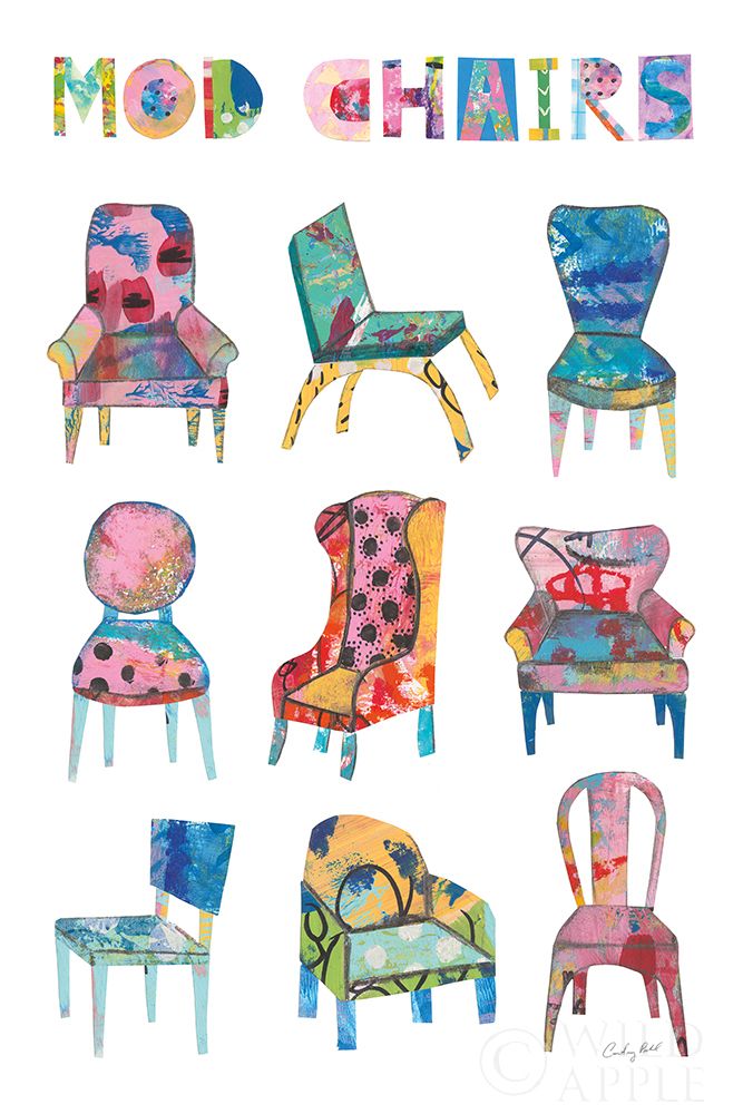 Wall Art Painting id:431602, Name: Mod Chairs Nine Up, Artist: Prahl, Courtney