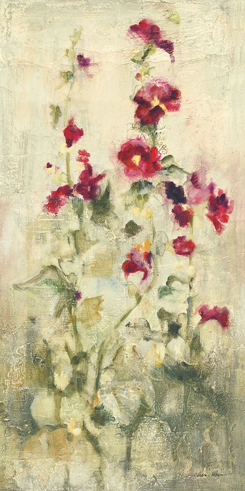 Wall Art Painting id:653787, Name: Hollyhocks Panel I, Artist: Blum, Cheri
