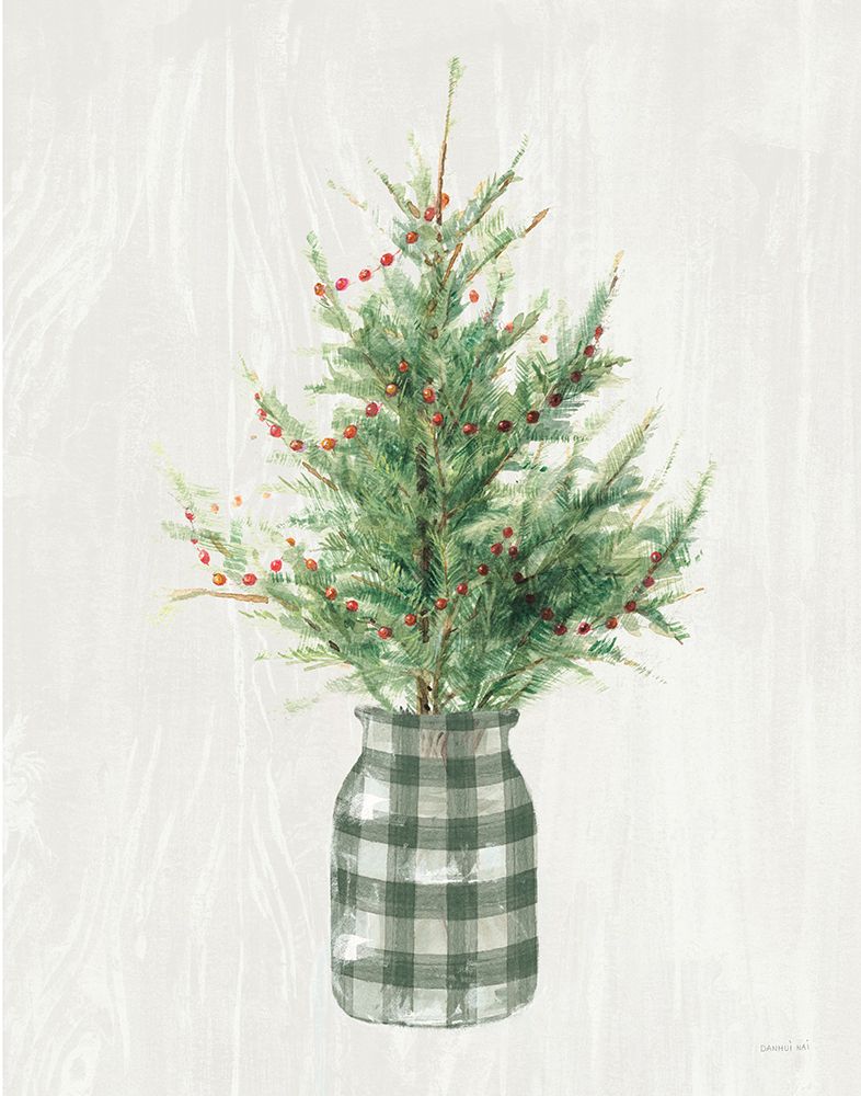 Art Print: White and Bright Christmas Tree II Plaid