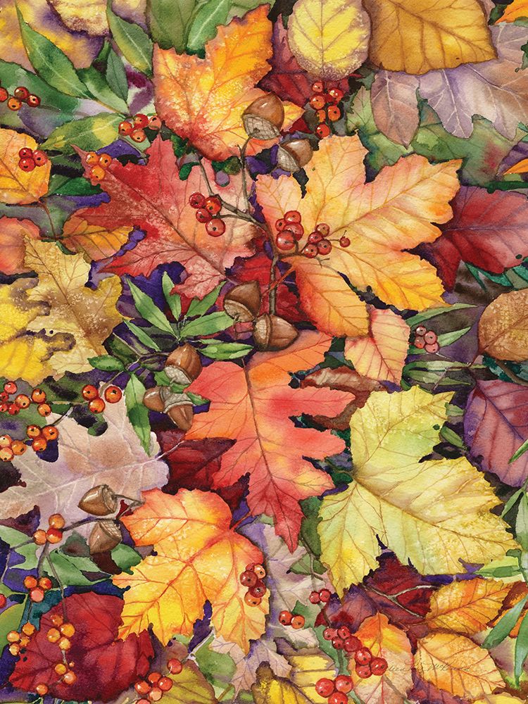 Art Print: Leaves and Acorns