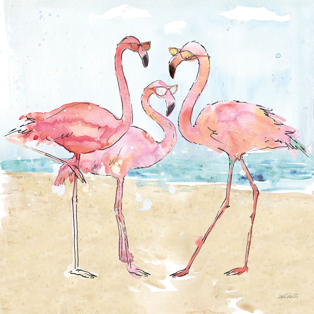 Art Print: Flamingo Fever Beach