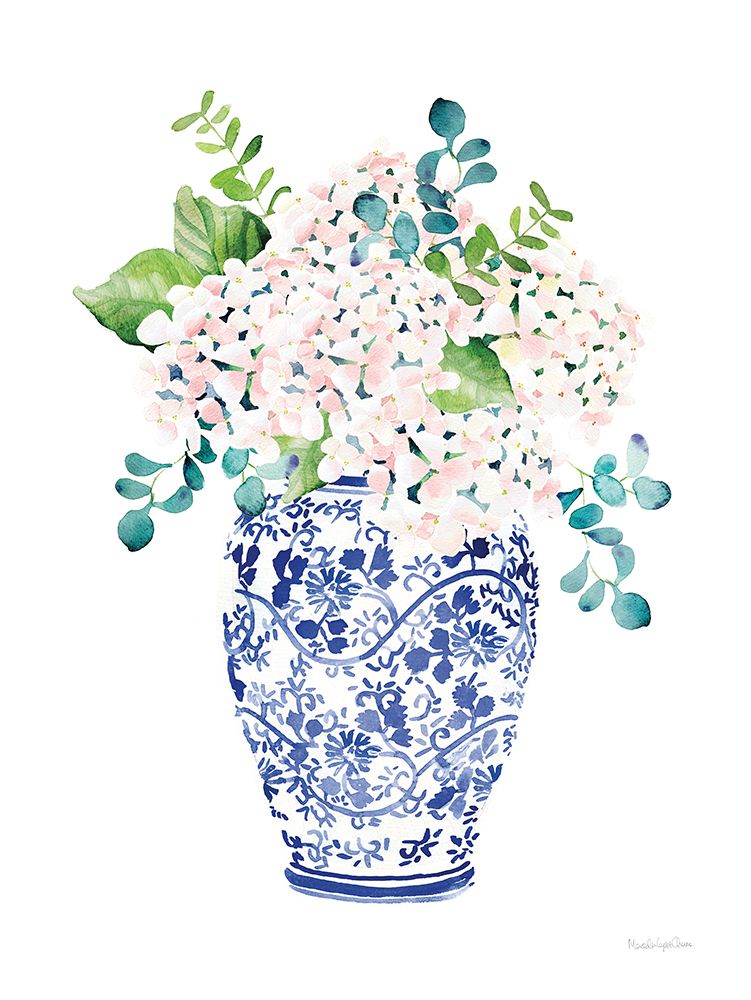 Art Print: Chinoiserie Hydrangea II Blush