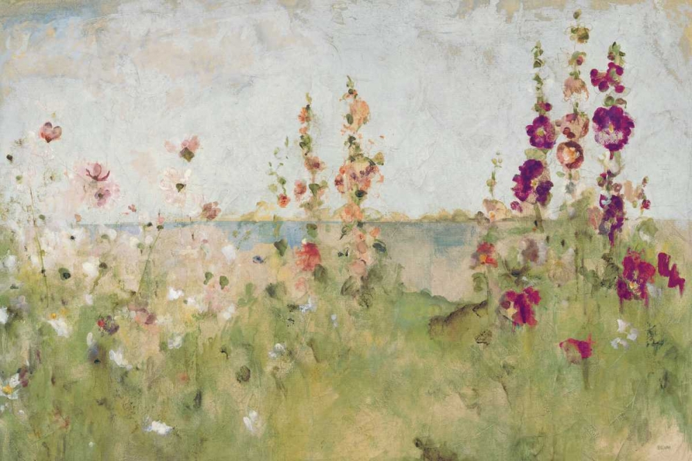 Wall Art Painting id:18604, Name: Hollyhocks by the Sea, Artist: Blum, Cheri