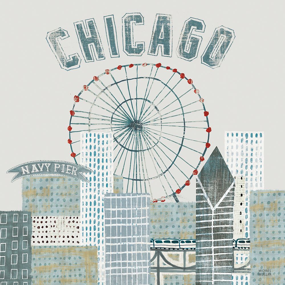 Wall Art Painting id:546768, Name: Chicago Landmarks III, Artist: Mullan, Michael
