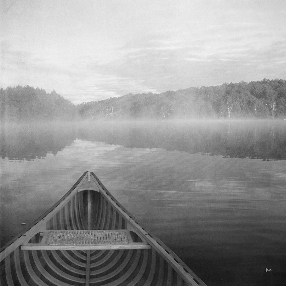 Art Print: Calm Waters Canoe I BW