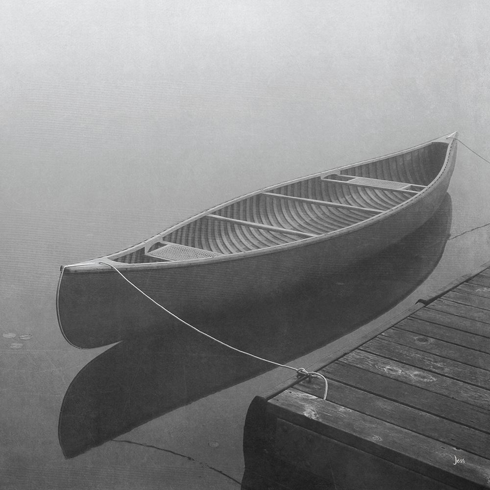 Art Print: Calm Waters Canoe II BW