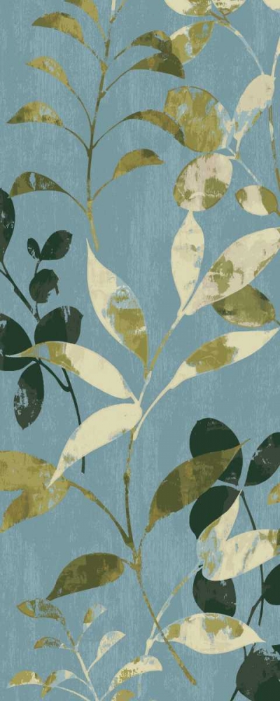 Art Print: Leaves on Blue I