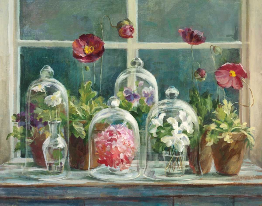 Wall Art Painting id:17670, Name: Purple Poppies Windowsill Crop, Artist: Nai, Danhui