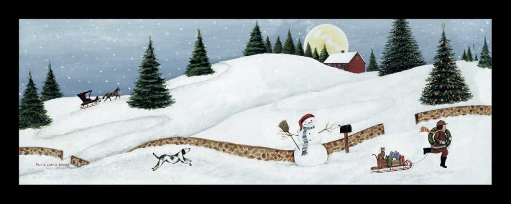 Wall Art Painting id:34042, Name: Christmas Valley Snowman, Artist: Brown, David Carter