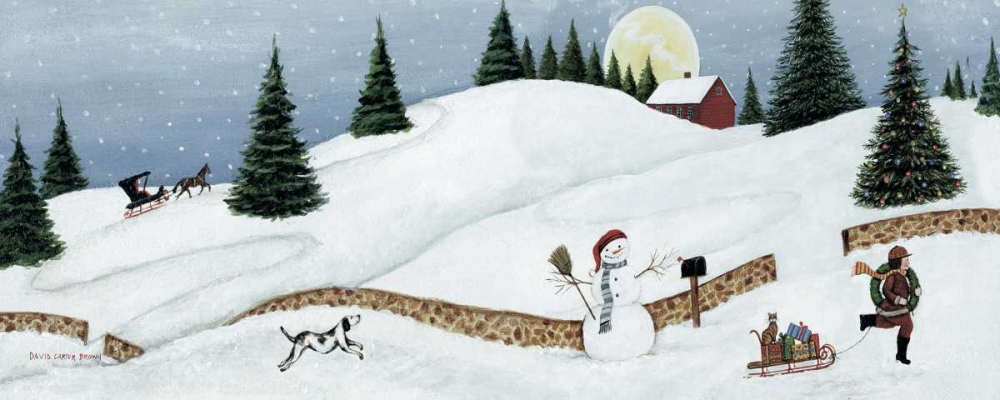 Wall Art Painting id:34049, Name: Christmas Valley Snowman, Artist: Brown, David Carter