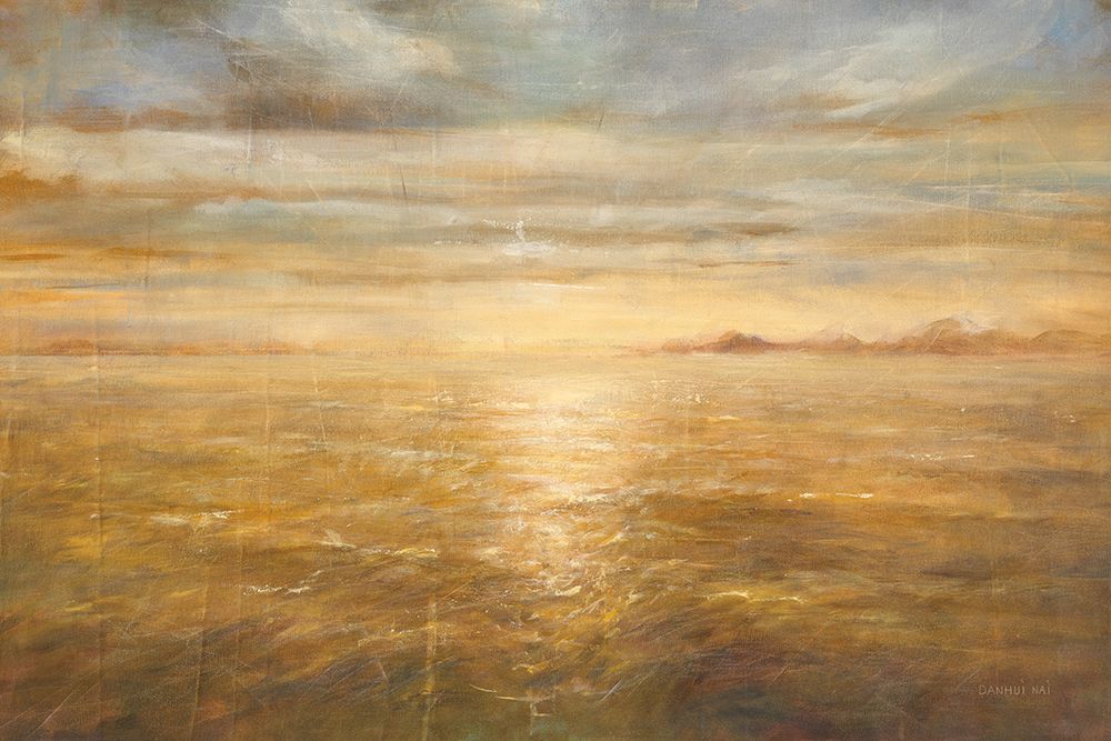 Art Print: Serene Sea I Gold