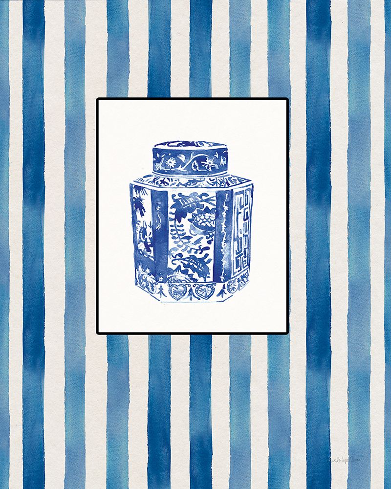 Art Print: Chinoiserie Vase I Stripes
