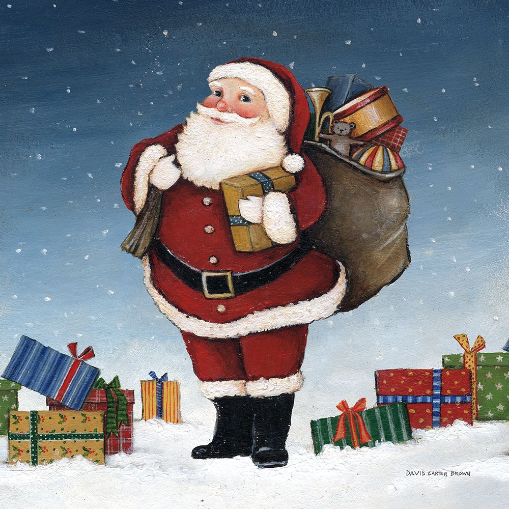 Wall Art Painting id:722408, Name: Deck the Halls Santa, Artist: Brown, David Carter