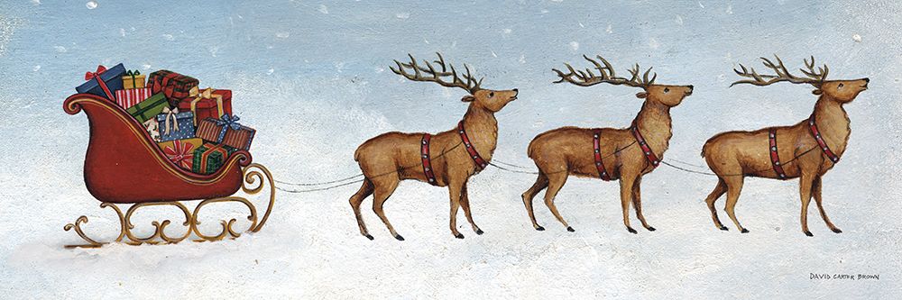 Wall Art Painting id:722407, Name: Deck The Halls Reindeer, Artist: Brown, David Carter