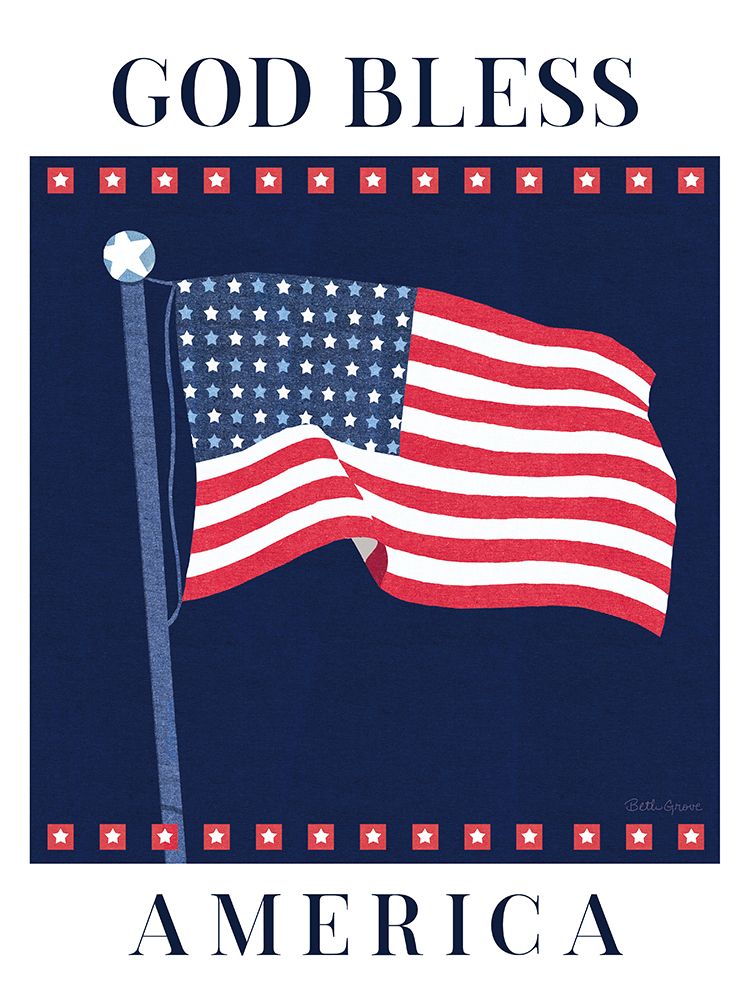 Art Print: Stars and Stripes Bless America
