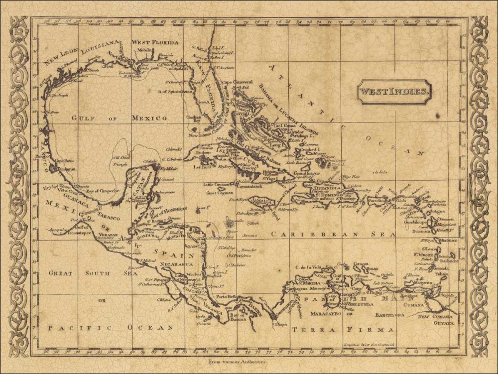 Wall Art Painting id:20549, Name: West Indies 1806, Artist: World Map