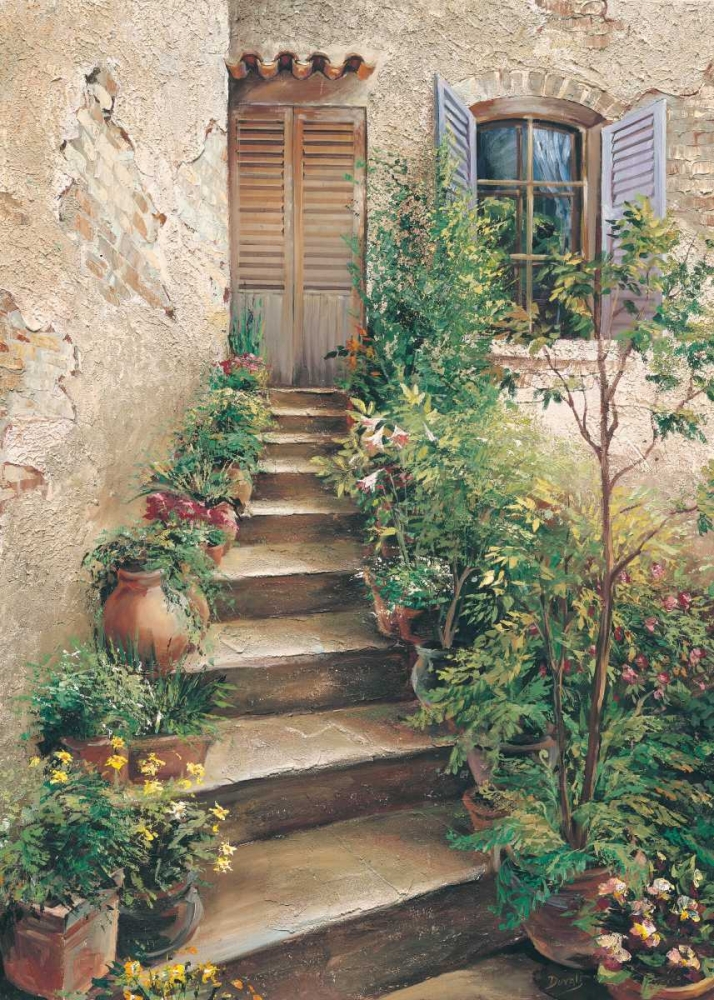 Wall Art Painting id:20827, Name: Stairway in Provence, Artist: Duvall, Roger
