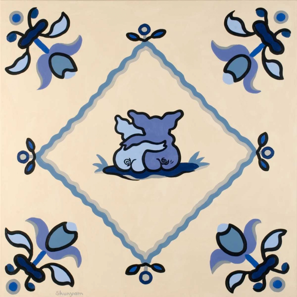 Wall Art Painting id:48120, Name: Delft blue pigs I, Artist: Shunyam, van Steveninck