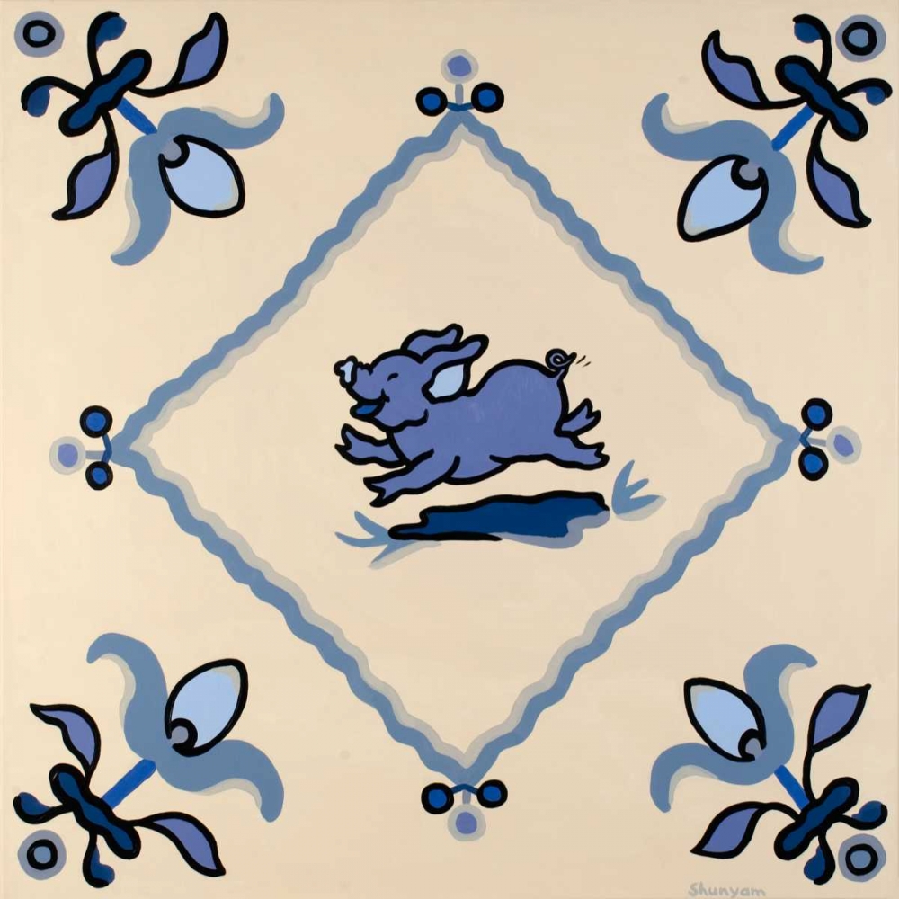 Wall Art Painting id:48121, Name: Delft blue pigs II, Artist: Shunyam, van Steveninck