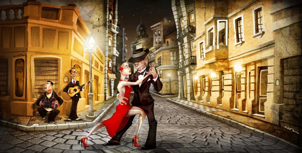Wall art: Tango in street, by Alvez, A. - Perez, A.
