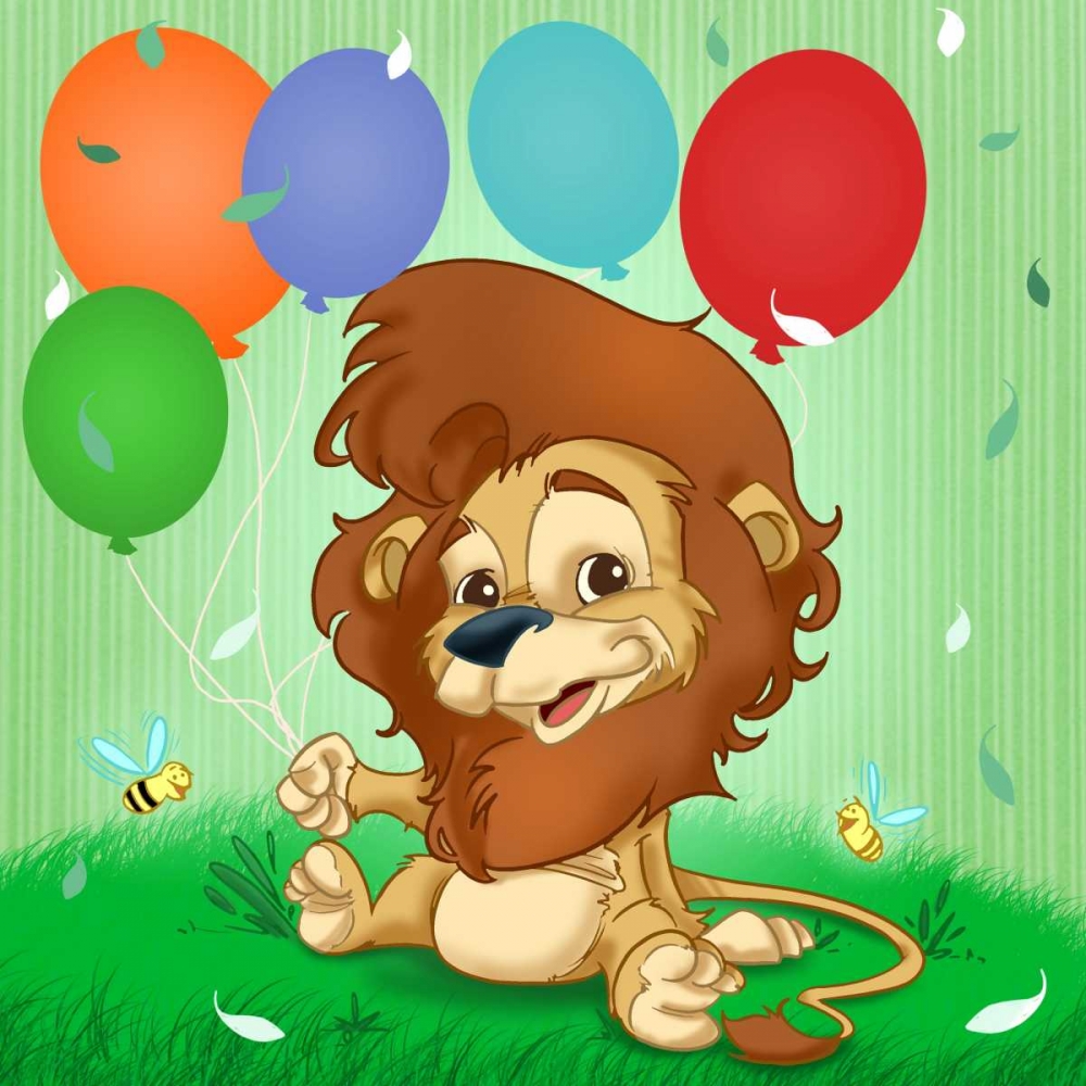 Wall Art Painting id:28694, Name: The Lion and the balloons, Artist: Alvez, A. - Perez, A.