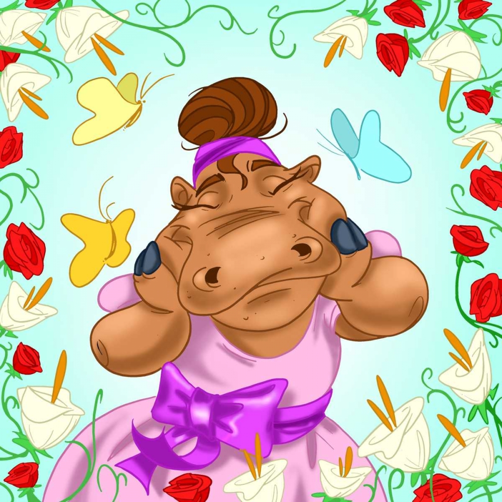 Wall Art Painting id:28697, Name: Hippopotamus ballerina, Artist: Alvez, A. - Perez, A.