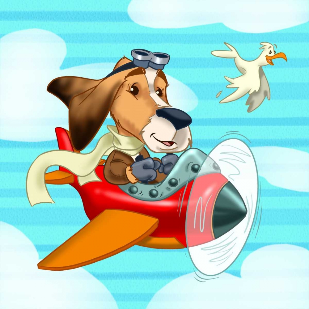 Wall Art Painting id:28699, Name: The pilot puppy, Artist: Alvez, A. - Perez, A.