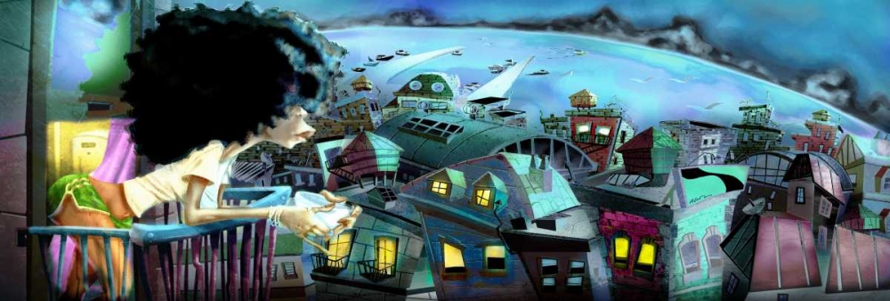 Wall art: Coffee in the city -3, by Alvez, A. - Perez, A.