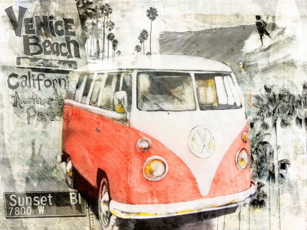 Wall Art Painting id:28789, Name: Beach Van - red, Artist: Sola, Bresso