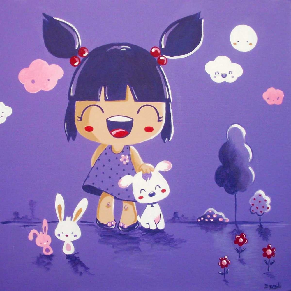 Wall Art Painting id:28802, Name: Little Girl Violet Color, Artist: Vicedo, Diana