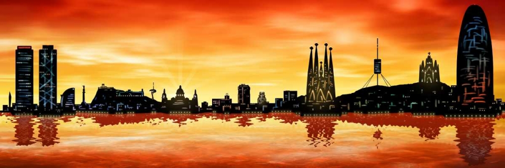 Wall art: Skyline Barcelona 01, by Ferriz, Jose
