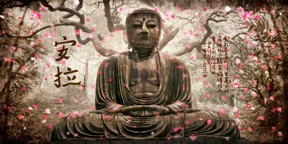 Wall art: Buddha in tree silver, by Ferriz, Jose