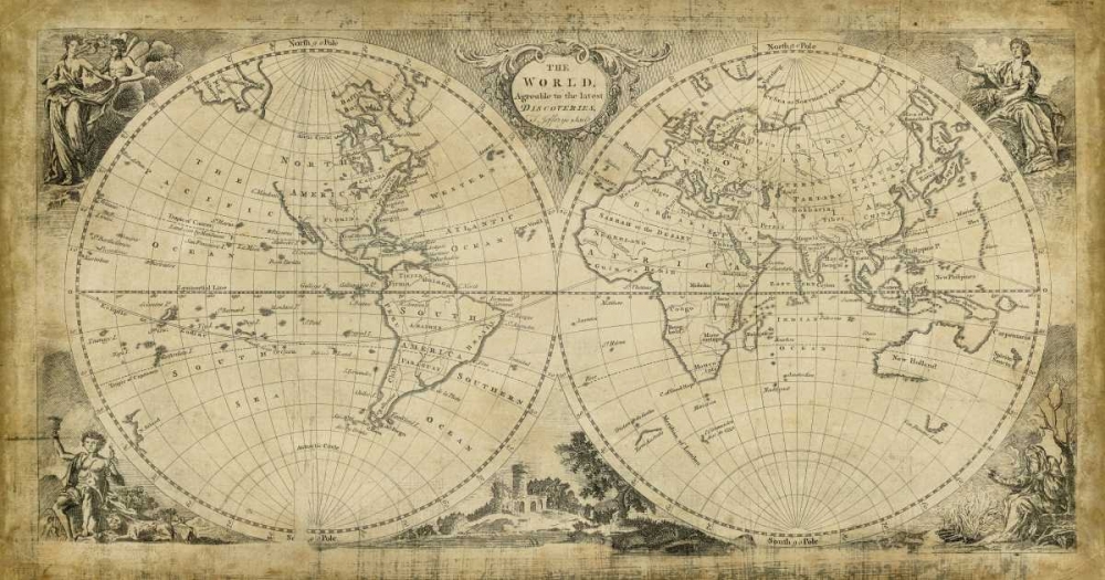 Wall art: World Discoveries Map, by Jeffreys, T.