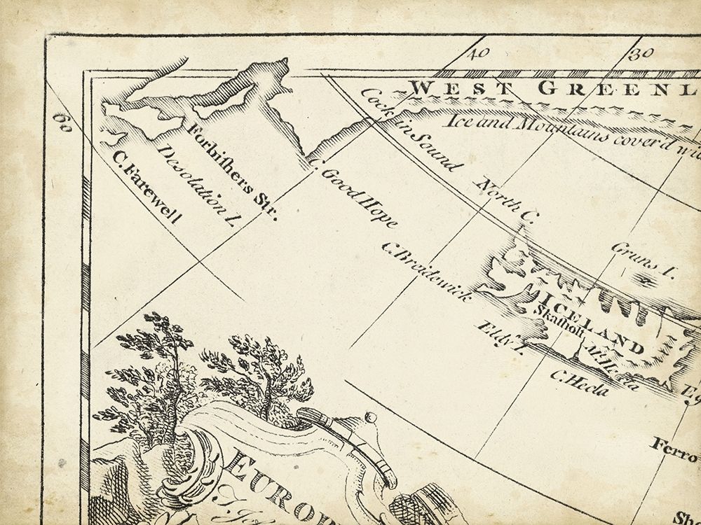 Art Print: Map of Europe Grid I