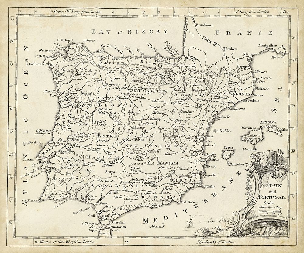 Art Print: Map of Spain